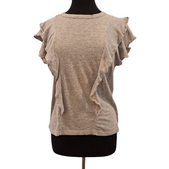 Veronica Beard Jeans Gray Flutter-Sleeve Ruffle T-Shirt Size M - Picture 1 of 12